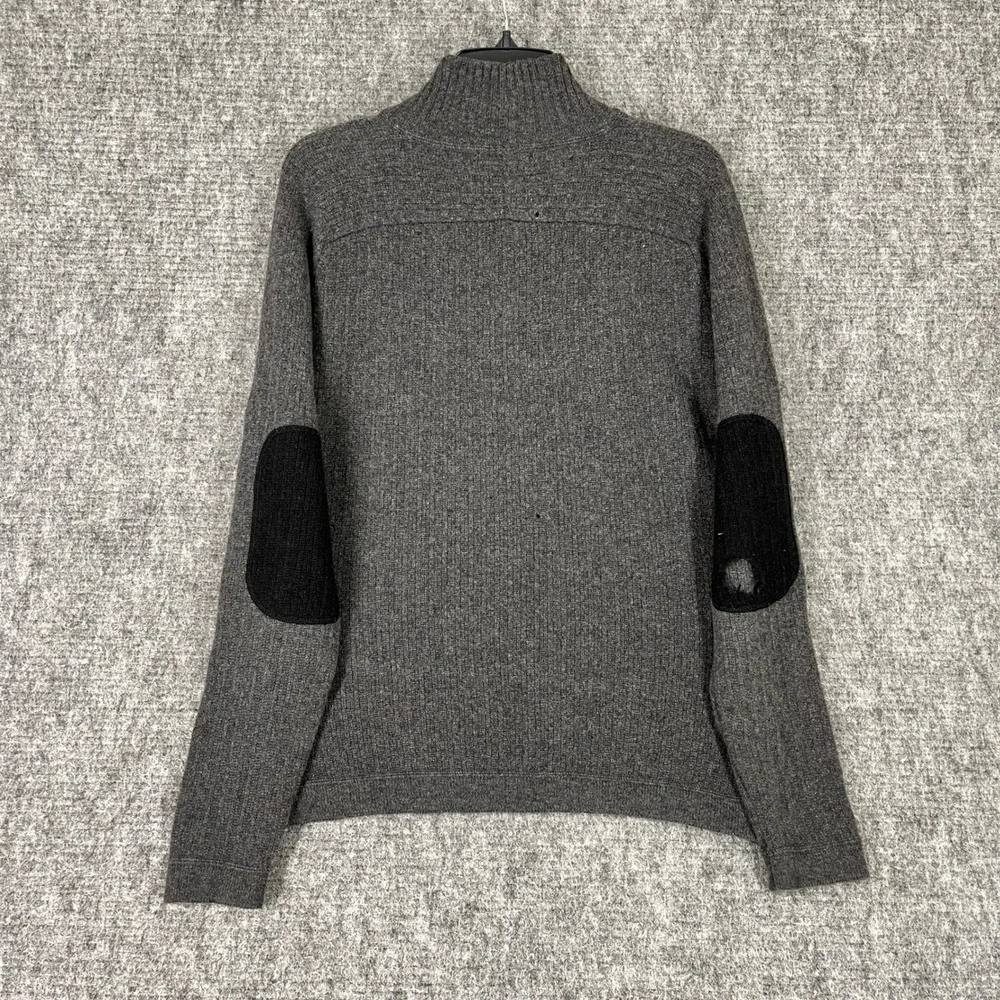 Vintage Banana Republic Lambswool Cashmere Sweater Mens L Gray Elbow Patch Y2K‎